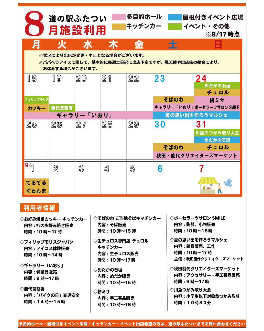 ８月の施設利用